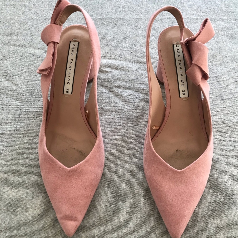 Zara ballet pink mules with bow